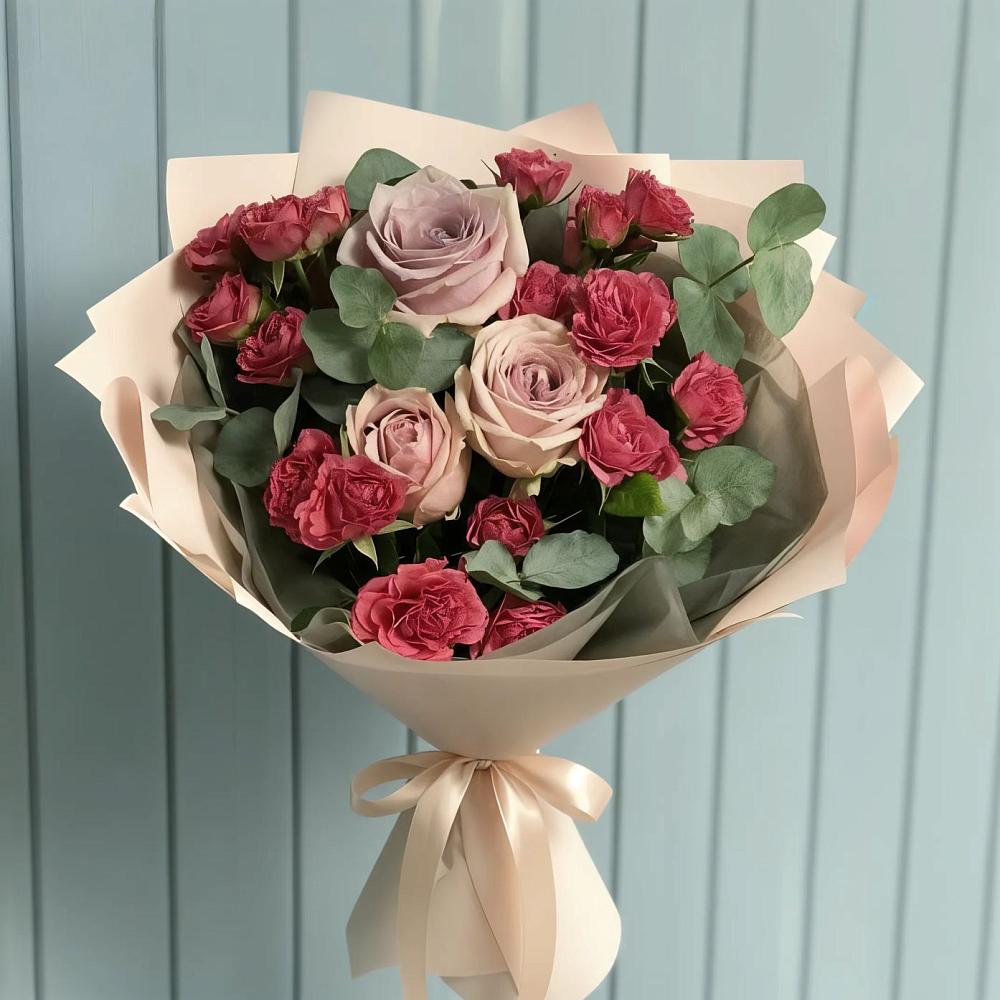 Букет цветов из: Гвоздики и Розы в Гамово