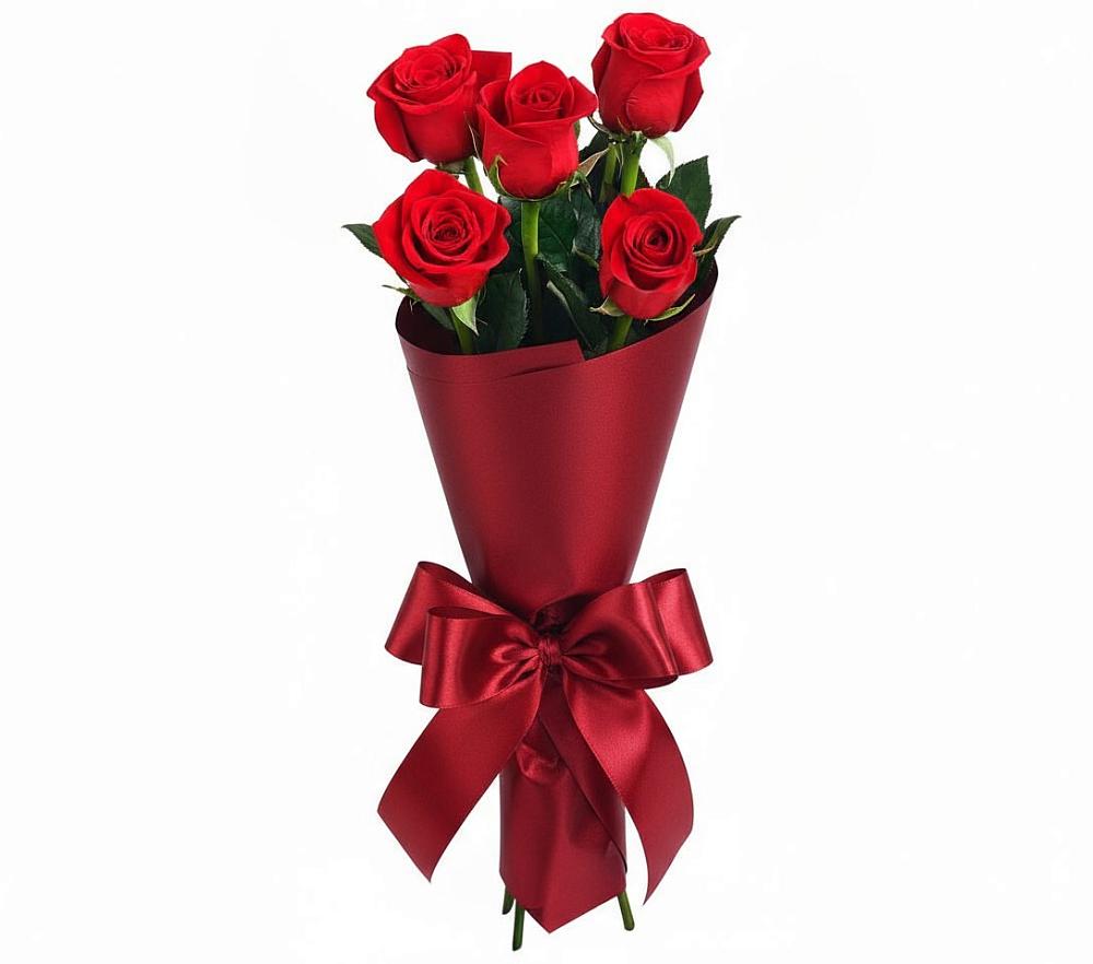 Букет 5 Красных роз Эдлесс Лав в Гамово