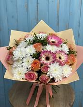 Букет цветов из:  Розы, Герберы и Хризантемы в Гамово