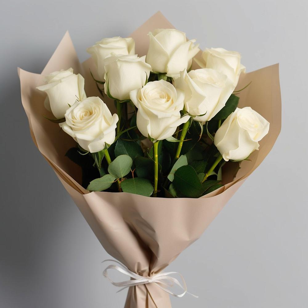 Букет 9 Белых роз Эдлесс Лав в Гамово