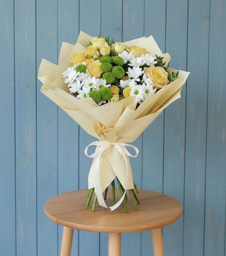 Букет цветов из: Хризантемы и Розы в Гамово