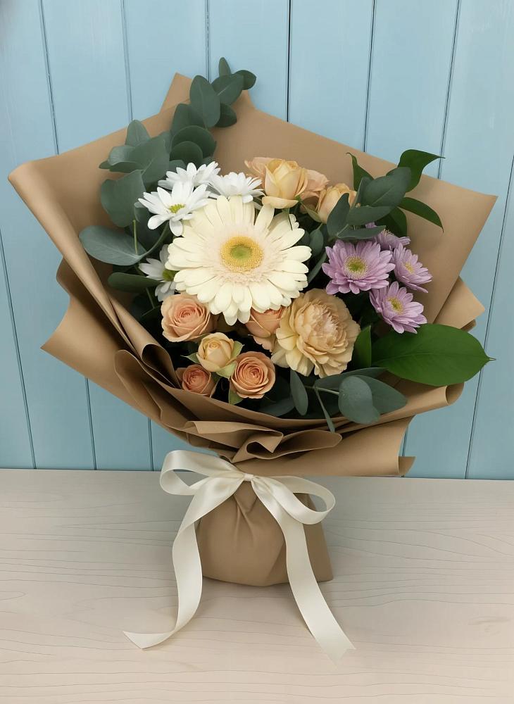 Букет цветов из: Герберы и Хризантемы в Гамово