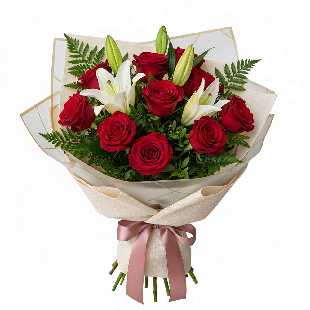 Букет цветов из: Лилии и Розы в Гамово