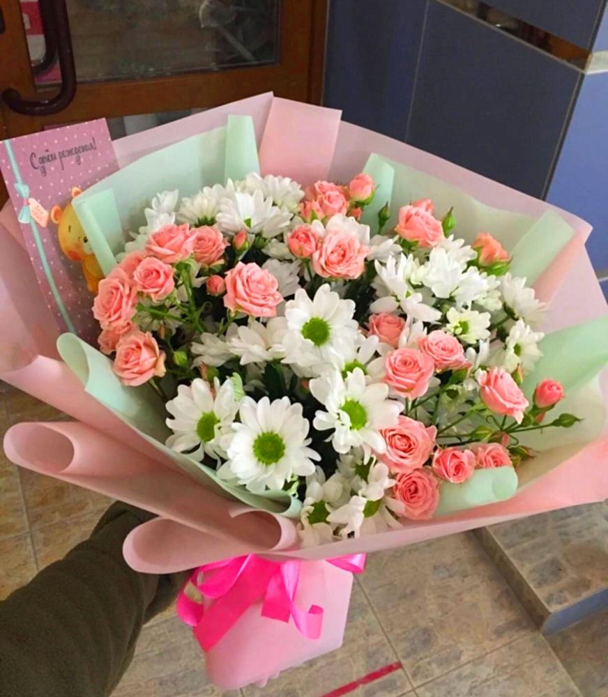 Букет цветов из: Розы и Хризантемы в Гамово