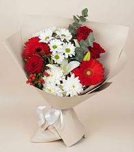 Букет цветов из:  Розы, Хризантемы, Герберы и Лилии #REPLACE_PRED# Гамово