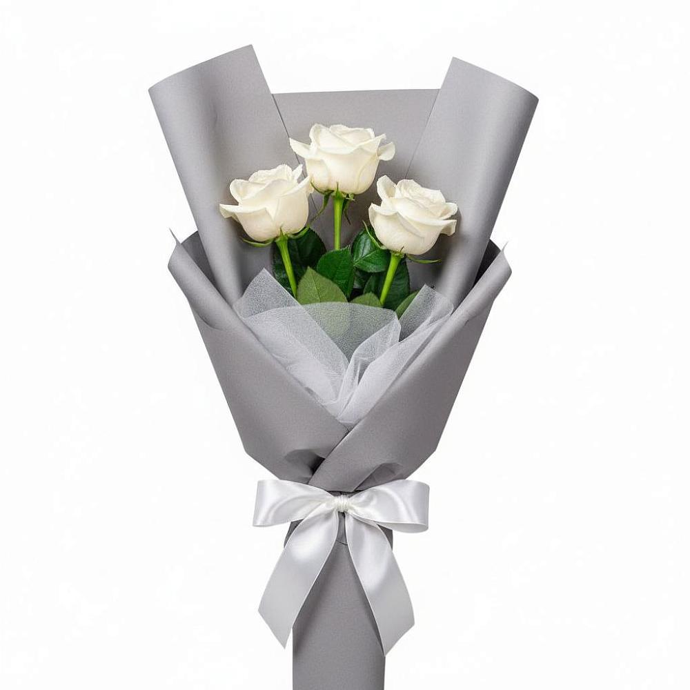 Букет 3 белые розы в Гамово