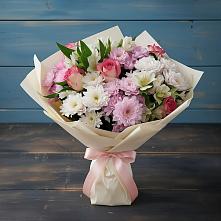 Букет цветов из:  Хризантемы, Альстромерии и Розы #REPLACE_PRED# Гамово