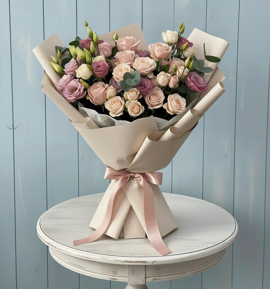 Букет цветов из: Розы и Лизиантусы в Гамово