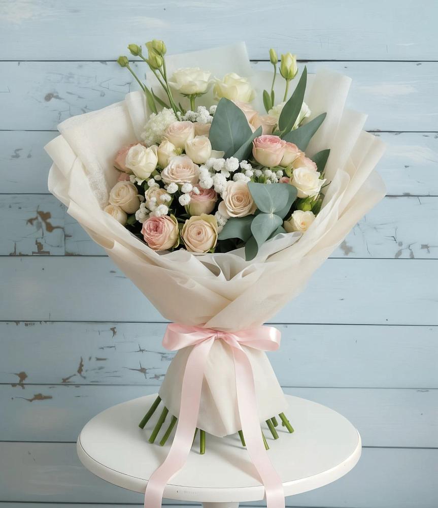 Букет цветов из: Розы и Лизиантусы в Гамово