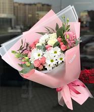 Букет цветов из:  Розы, Лизиантусы и Хризантемы в Гамово