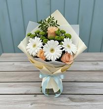 Букет цветов из:  Герберы, Розы и Хризантемы в Гамово