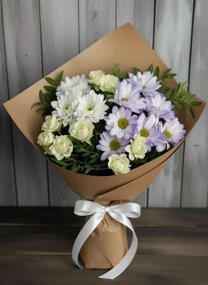Букет цветов из: Хризантемы и Розы в Гамово
